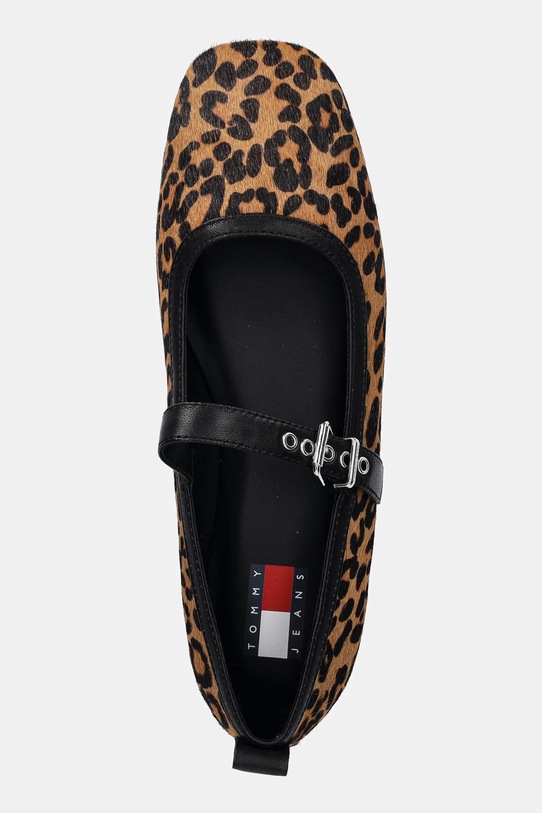 Tommy Jeans baleriny skórzane MARYJANE LEOPARD BALLERINA brązowy EN0EN02885