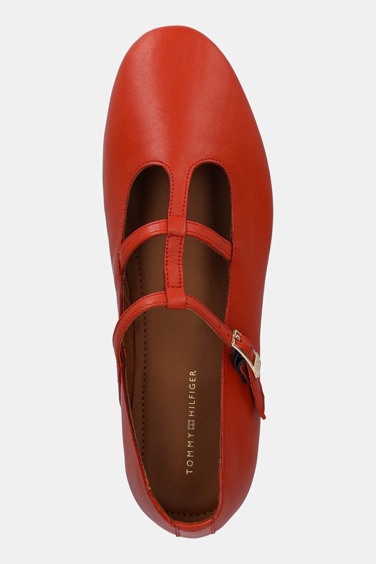 Tommy Hilfiger baleriny skórzane SMOOTH LEATHER T-BAR BALLERINA pomarańczowy FW0FW09153