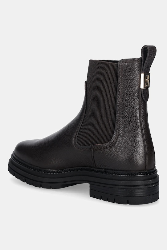 Παπούτσια Δερμάτινες μπότες τσέλσι Tommy Hilfiger PLAQUE PEBBLE CHELSEA FW0FW08771 καφέ