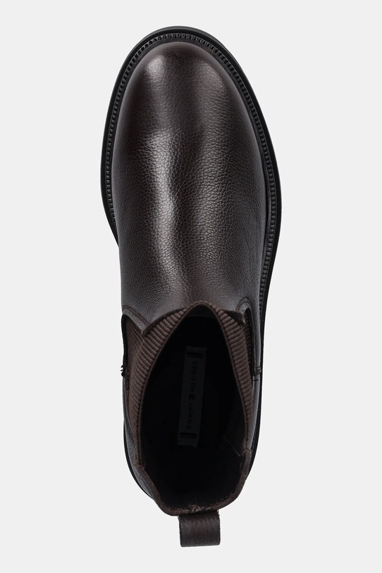 Δερμάτινες μπότες τσέλσι Tommy Hilfiger PLAQUE PEBBLE CHELSEA καφέ FW0FW08771