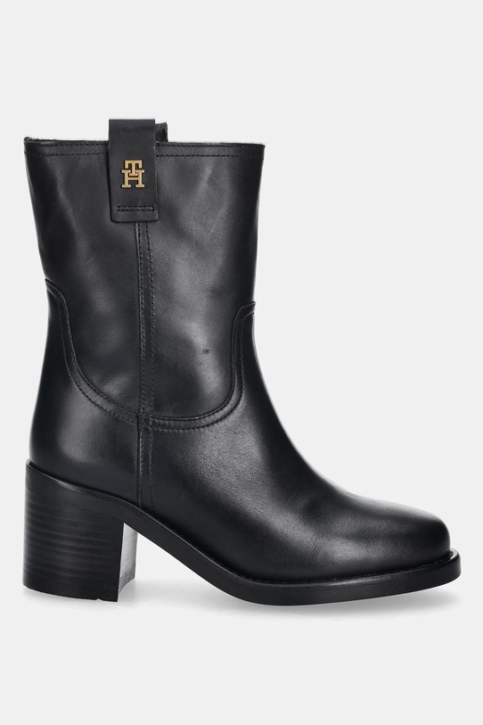 Tommy Hilfiger botki skórzane RIDING LTHR MID BOOT BLOCK HEEL FW0FW08776 czarny AW25