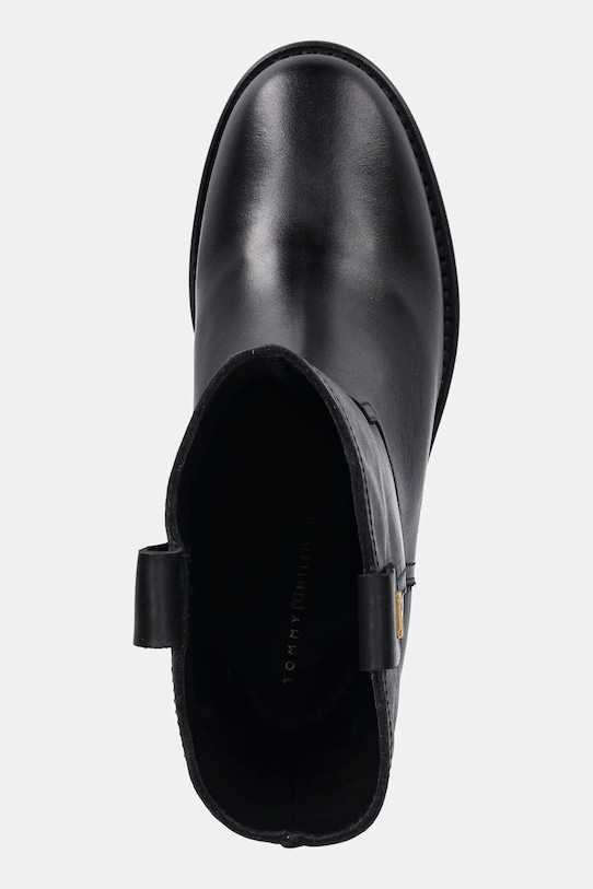 Δερμάτινες μπότες Tommy Hilfiger RIDING LTHR MID BOOT BLOCK HEEL μαύρο FW0FW08776