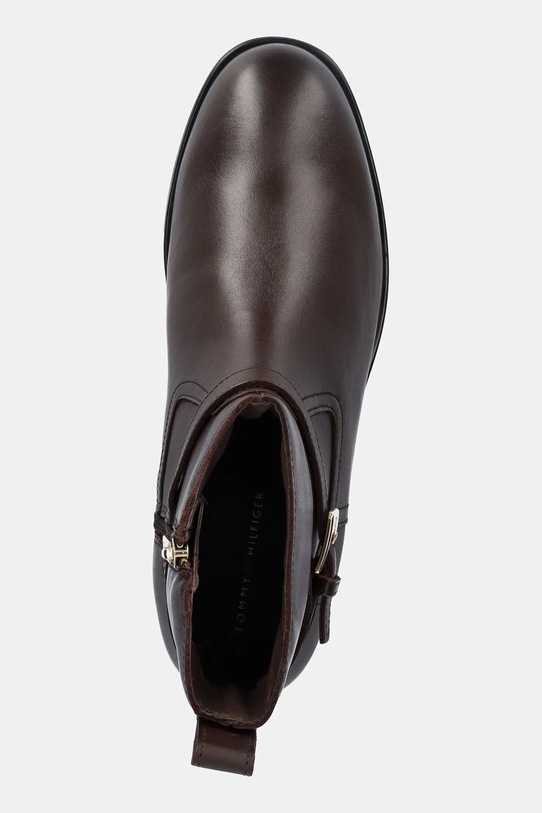Tommy Hilfiger botki skórzane TH BUCKLE RIDING LEATHER BOOTIE brązowy FW0FW08781