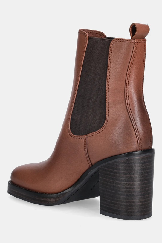 Obuwie Tommy Hilfiger botki skórzane SQUARE TOE CHELSEA HIGH BLOCK HL FW0FW08844 brązowy