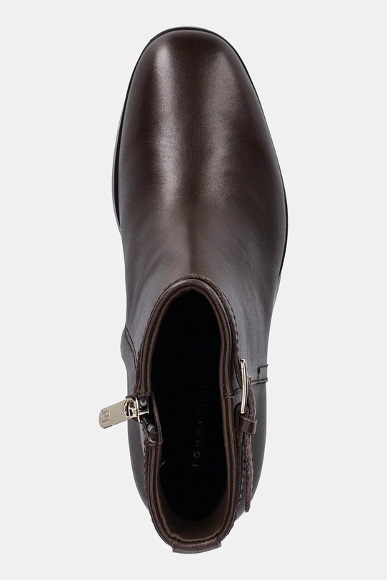 Tommy Hilfiger botki skórzane TH BUCKLE RIDING MID HEEL BOOTIE brązowy FW0FW08859
