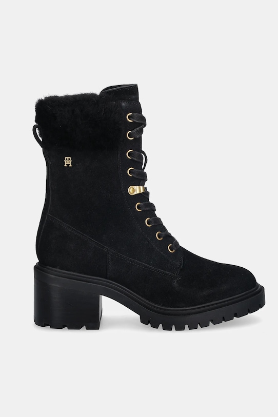 Tommy Hilfiger botki zamszowe TH SHEARLING LACE UP BOOT FW0FW08999 czarny NC25