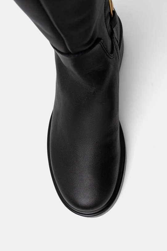 Kožené kozačky Tommy Hilfiger TH HORSEBIT RIDING OVERKNEE BOOT černá FW0FW08976