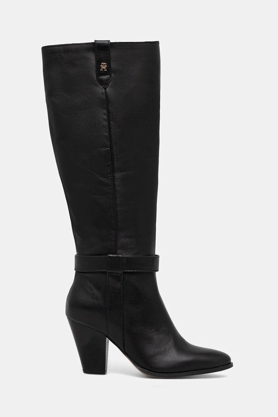 Tommy Hilfiger ghete de piele TH T-STRAP LTHR POINTY LONG BOOT FW0FW08982 negru AW25