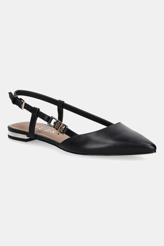 Kožne balerinke Guess FRANIE otkrivena peta crna FLTFRA.LEA05.BLACK