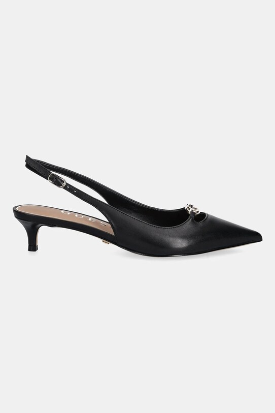 Kožne salonke Guess JESSAH FLTJES.LEA05.BLACK crna AW25