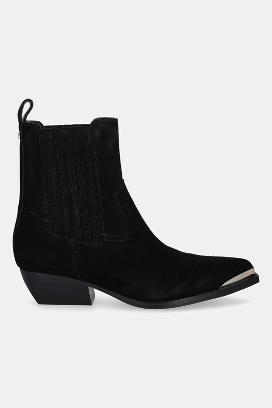 Kaubojske čizme od brušene kože Guess LANNA2 FLTLN2.SUE10.BLACK crna AW25