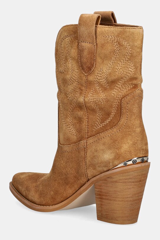 Obuwie Guess kowbojki zamszowe SALEEM FLTSAL.SUE10.TAN brązowy