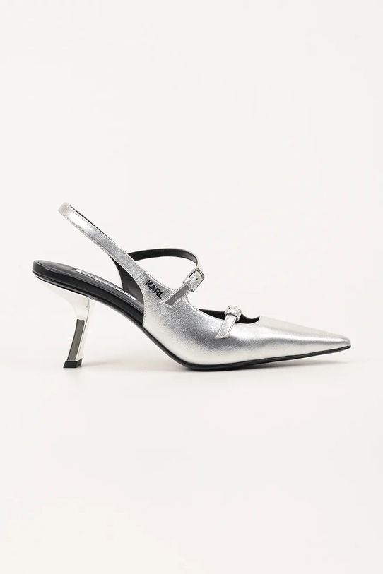 Karl Lagerfeld szpilki skórzane KARMEL szpilka srebrny KL33623.1SL