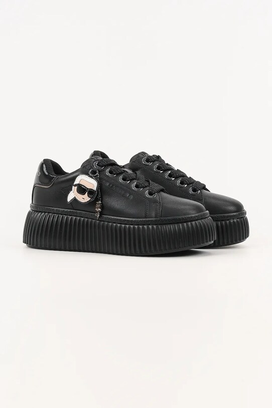 Karl Lagerfeld sneakersy skórzane KREEPER LO KL42376T.00X czarny AW25
