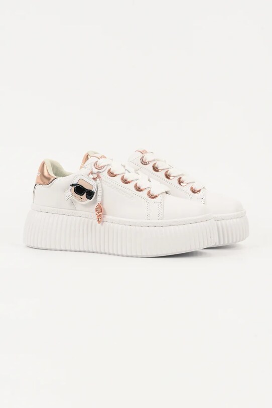 Karl Lagerfeld sneakersy skórzane KREEPER LO KL42376T.01P biały AW25