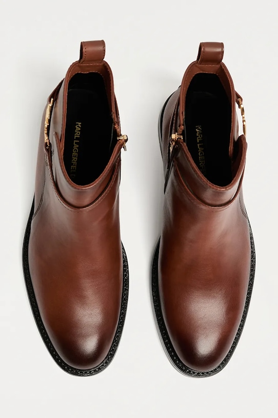 Karl Lagerfeld botki skórzane BLAKE brązowy KL41444.033