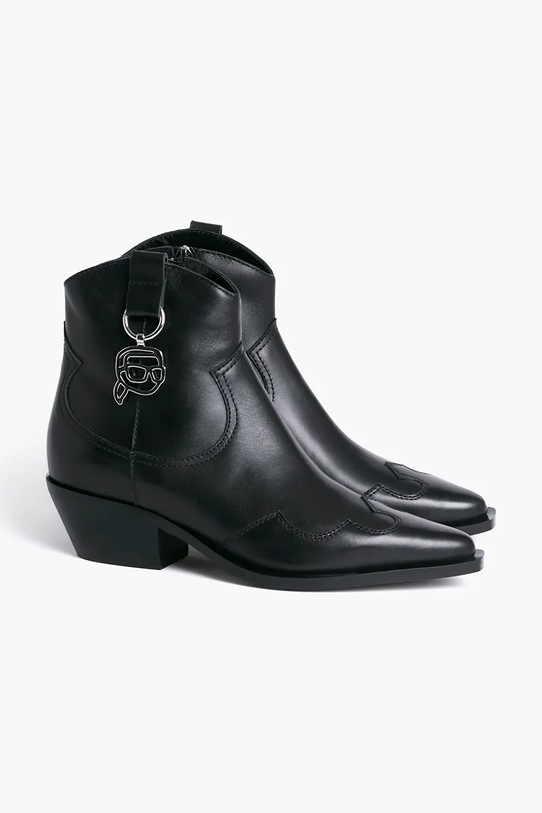 Karl Lagerfeld bőr cowboy csizma KANSAS NFT KL33265.000 fekete AW25