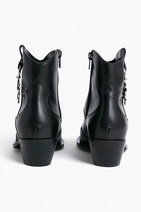 Cipők Karl Lagerfeld bőr cowboy csizma KANSAS NFT KL33265.000 fekete