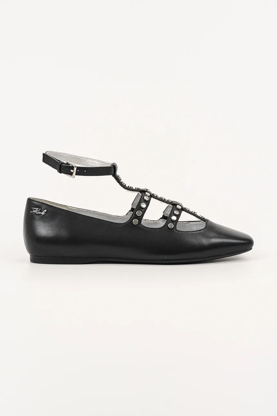 Karl Lagerfeld baleriny skórzane KONNIE czarny KL40189.000