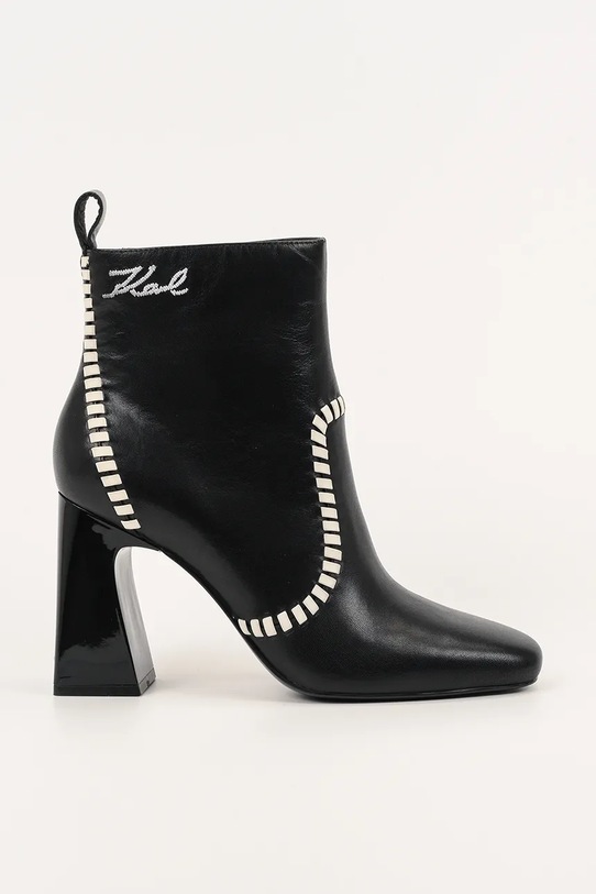 Karl Lagerfeld botki skórzane ASTRA NOVA słupek czarny KL33142.000