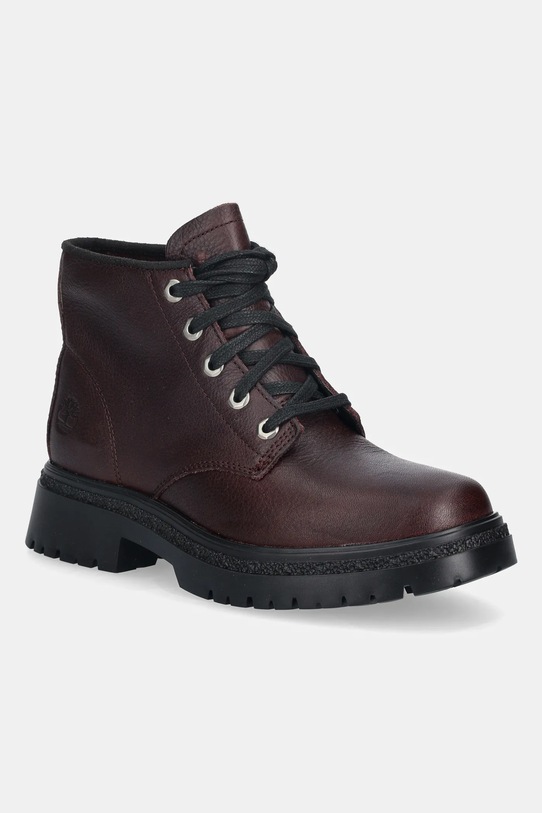 Timberland workery skórzane Cambria Valley Mid płaski bordowy TB0A42B8EIW1