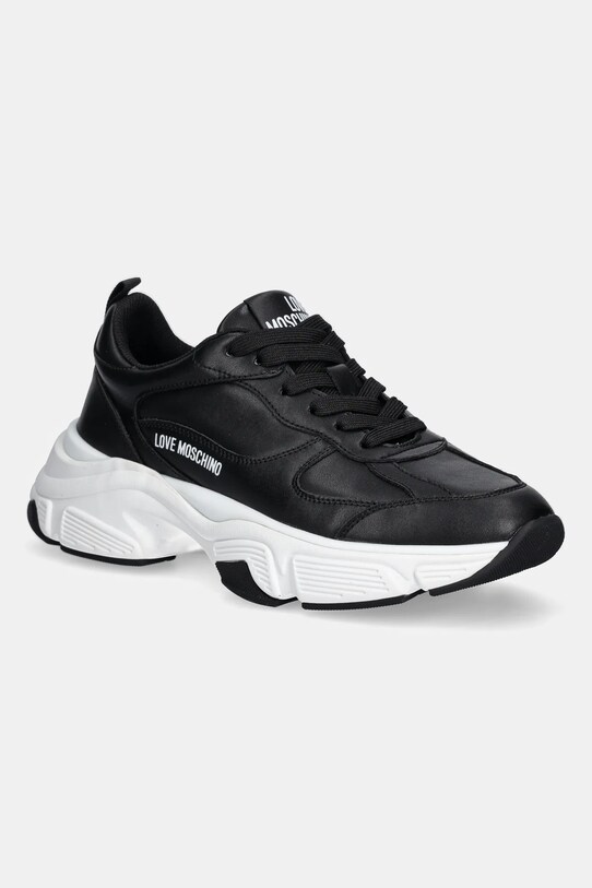 Love Moschino sneakersy skórzane platforma czarny JA15246G1NIA0000