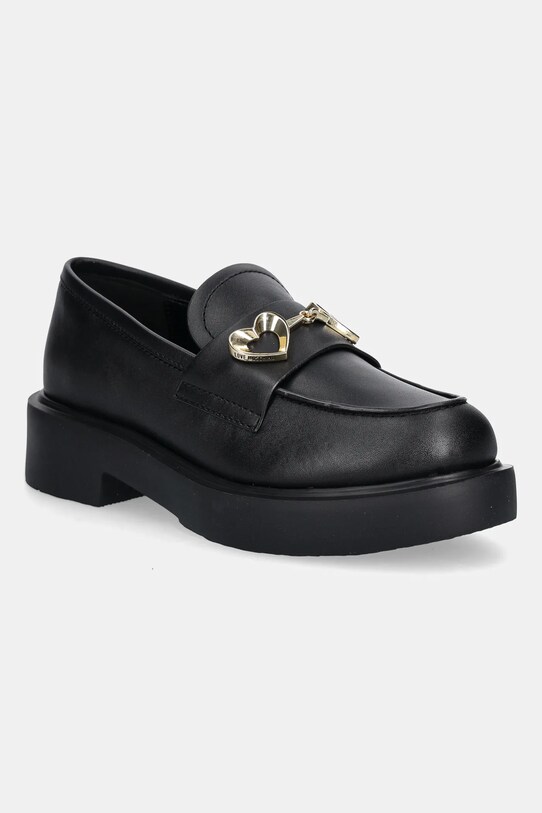 Love Moschino mokasyny skórzane platforma czarny JA10094G1NIA0000