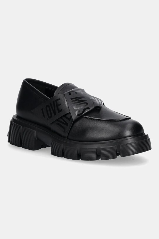 Usnjeni mokasini Love Moschino Zrnato usnje črna JA10155G1NIAX000