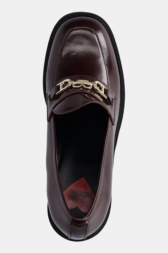 Кожени обувки с дебел ток Love Moschino бордо JA1018AG1NJD0556