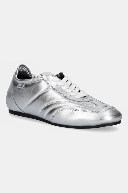 Love Moschino sneakersy skórzane płaska srebrny JA10201G1NIF0902