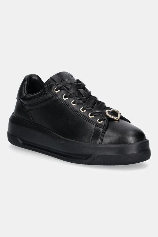 Love Moschino sneakersy skórzane platforma czarny JA15165G1NIAX000