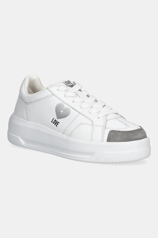 Love Moschino sneakersy skórzane skóra zamszowa biały JA15205G1NIAJ10B
