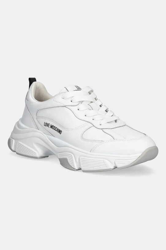 Love Moschino sneakersy skórzane platforma biały JA15246G1NIA0100