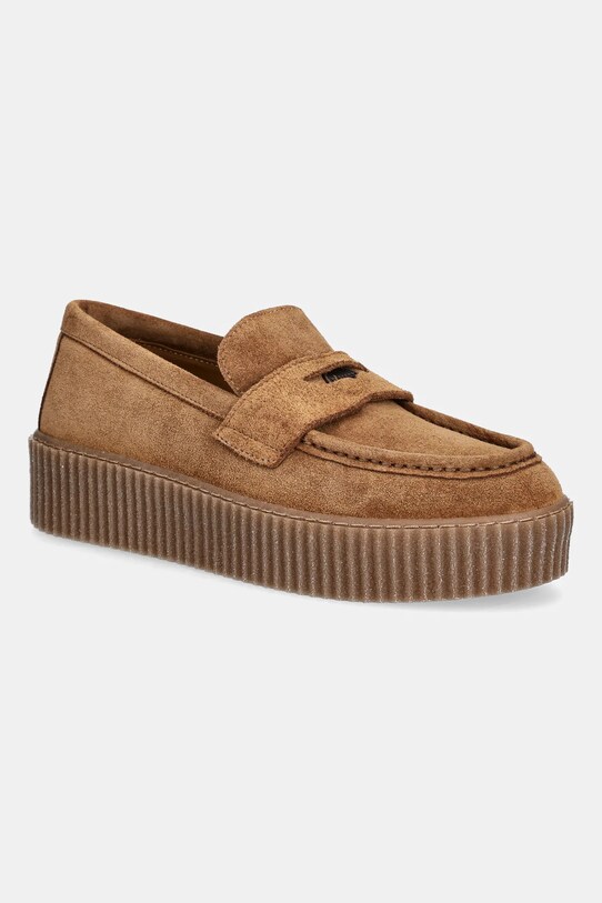 Weekend Max Mara mokasyny zamszowe Kapokloafer platforma brązowy 2525526054600.AMBER.BR