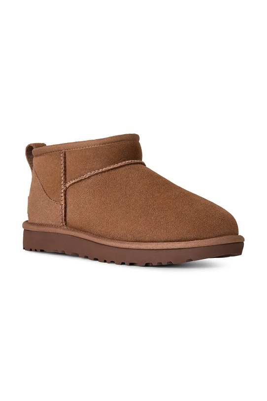 UGG śniegowce zamszowe Classic Ultra Mini 1116109.RYK brązowy AW25