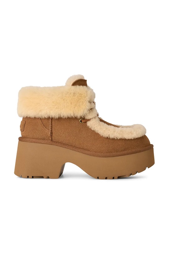 UGG botki zamszowe Esmee Lace Up słupek brązowy 1171532.CHE