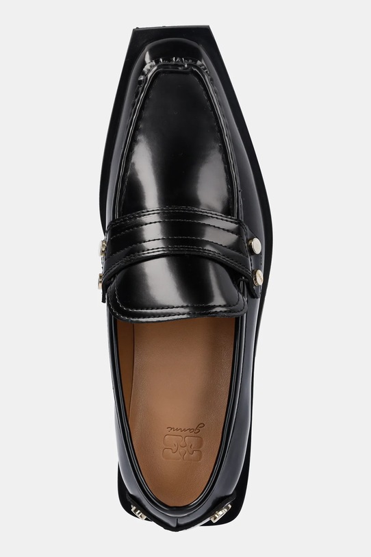 GANNI mokasyny Studs Square Toe Loafer Box czarny S3178