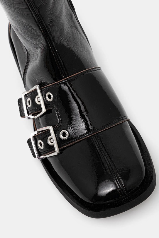 Чоботи GANNI Feminine Buckle High Boot Naplack чорний S2740