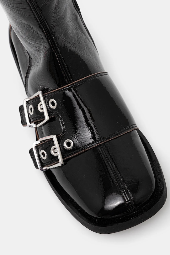 Ботуши GANNI Feminine Buckle High Boot Naplack черен S2740