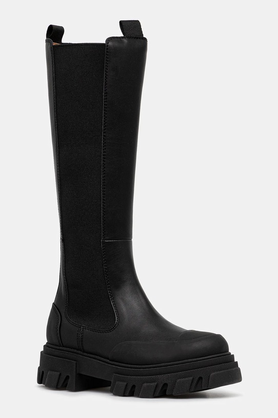 GANNI kozaki Cleated High Chelsea Boot tekstylny czarny S3240