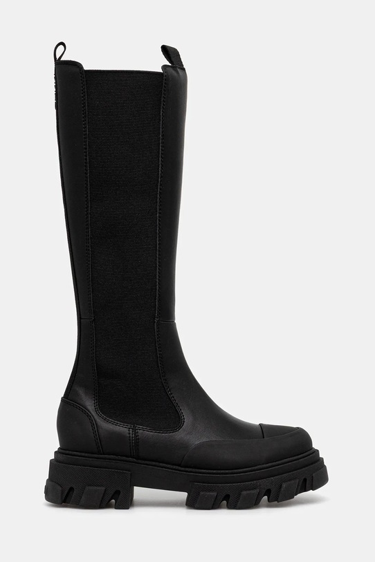 GANNI kozaki Cleated High Chelsea Boot S3240 czarny AW25