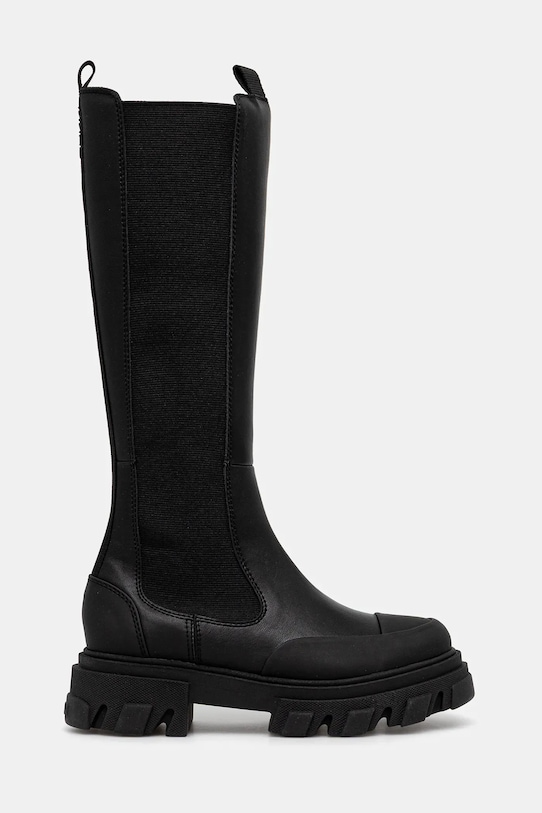 GANNI boots Cleated High Chelsea Boot S3240 black AW25