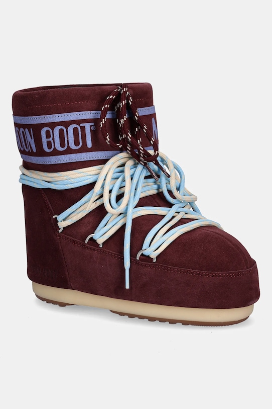 Sněhule Moon Boot MB ICON LOW SUEDE LACES jemné zateplení burgundské 80D1409670.D013