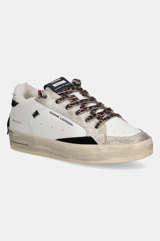 Crime London sneakers din piele SK8 DELUXE plată alb 25105AA8.10