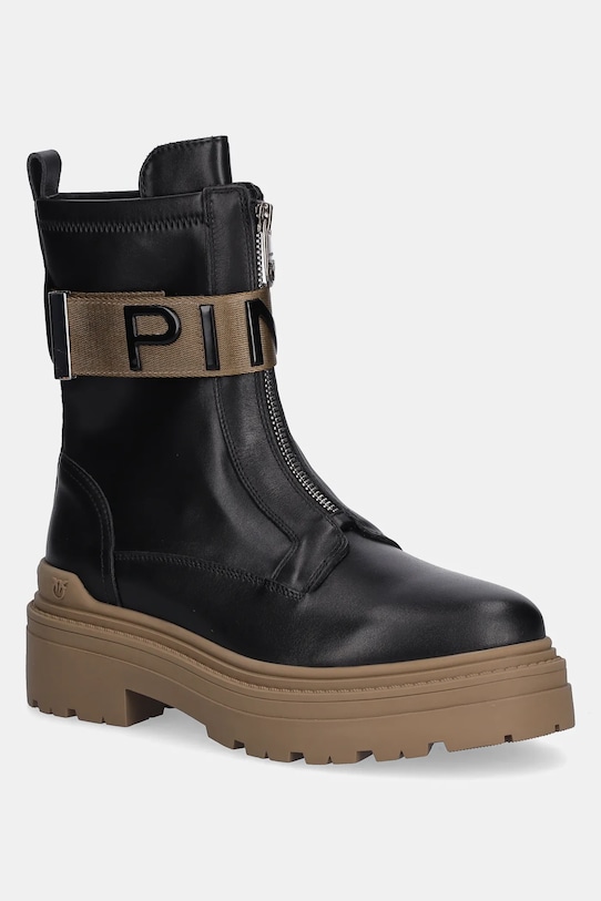 Pinko botki skórzane Mia 13 nieocieplane czarny SD0219.P061.Z99