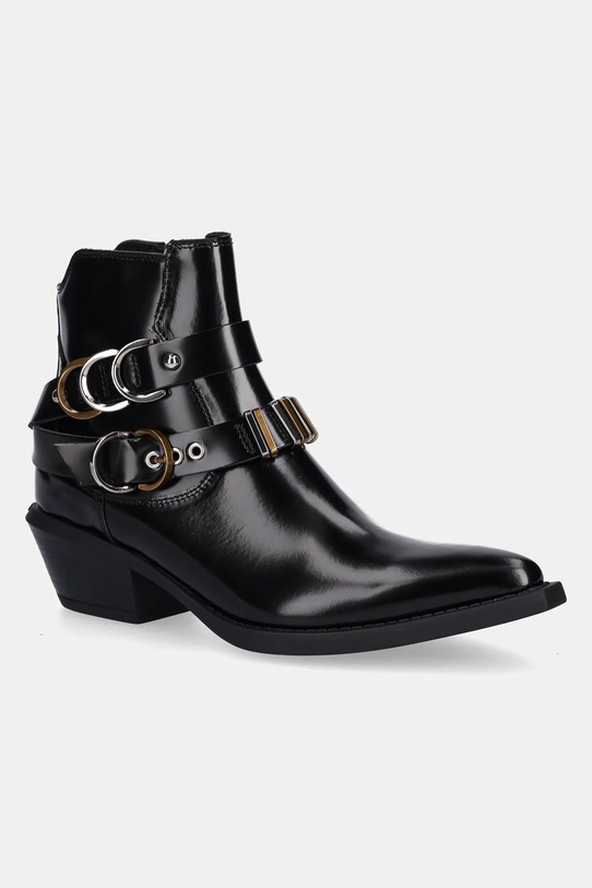 Pinko botki skórzane Tex 13 słupek czarny SD0343.P114.Z99