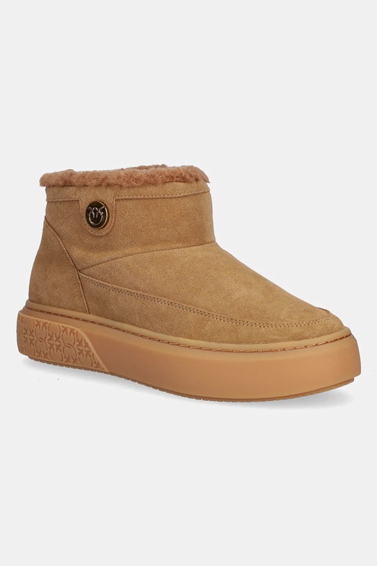 Pinko śniegowce zamszowe Yoko 22 brak zapięcia brązowy SS0105.P055.MC0