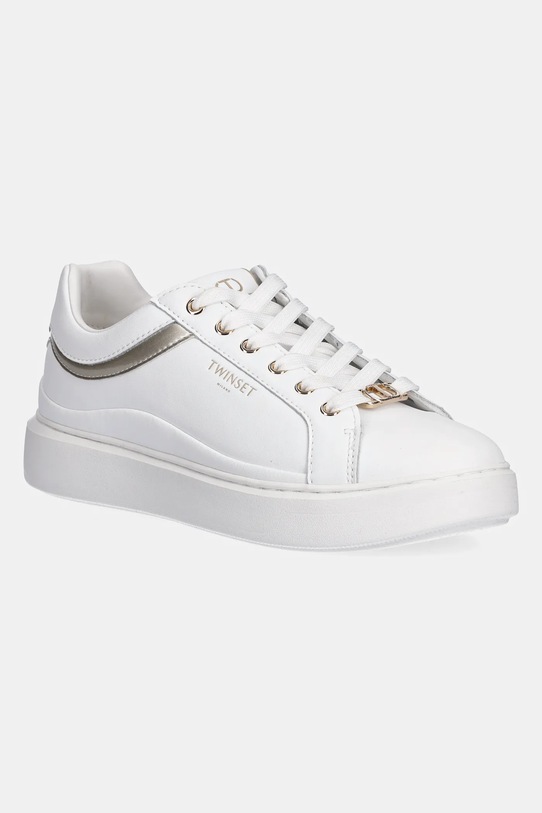 Twinset sneakersy skórzane syntetyczny biały 252TCP020.07049