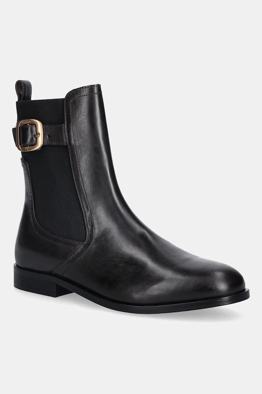 Twinset sztyblety skórzane płaski brązowy 252TCP120.00203