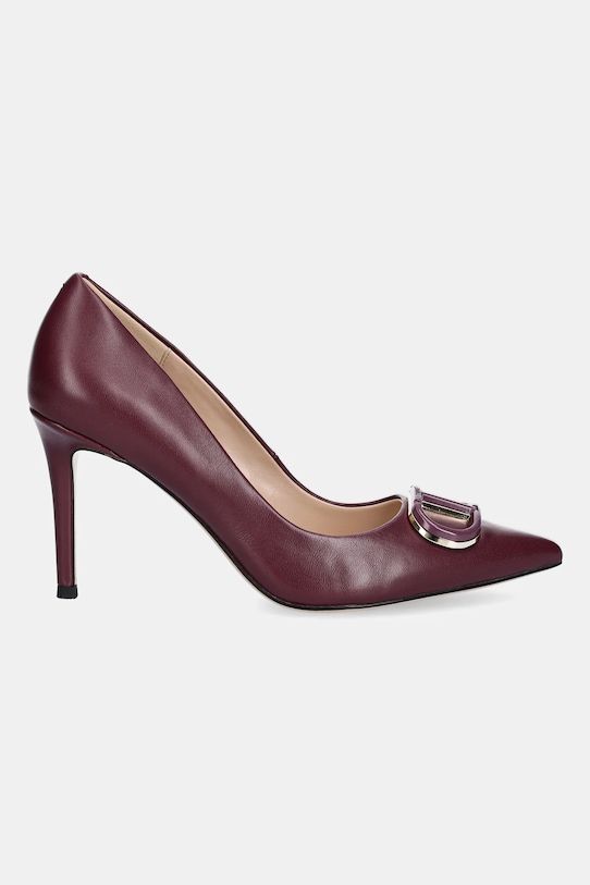 Twinset bőr bokacsizma 252TCP032.05609 burgundia AW25